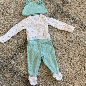 Newborn bundle unicorn onesie, footie pants hat